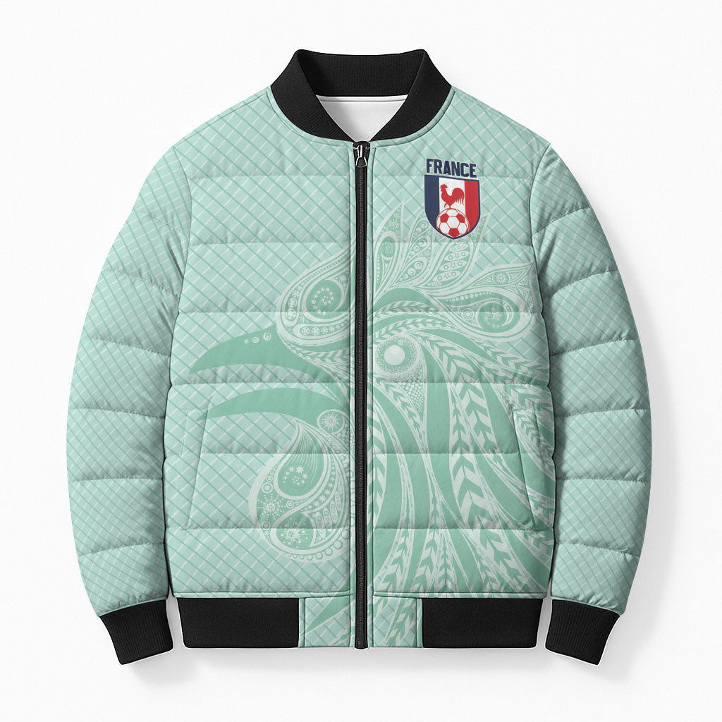 Custom France Coq Gaulois Heritage Bomber Puffer Jacket Allez les Bleus Aux Armes