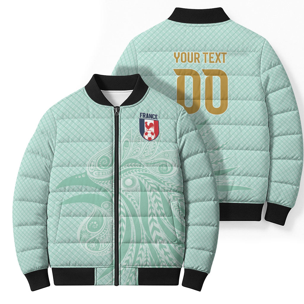 Custom France Coq Gaulois Heritage Bomber Puffer Jacket Allez les Bleus Aux Armes