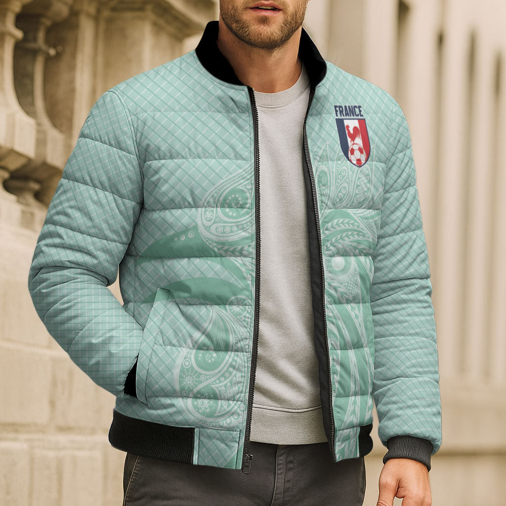 Custom France Coq Gaulois Heritage Bomber Puffer Jacket Allez les Bleus Aux Armes