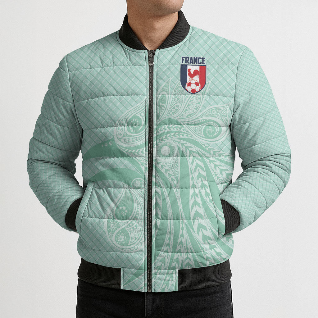 Custom France Coq Gaulois Heritage Bomber Puffer Jacket Allez les Bleus Aux Armes