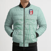 Custom France Coq Gaulois Heritage Bomber Puffer Jacket Allez les Bleus Aux Armes