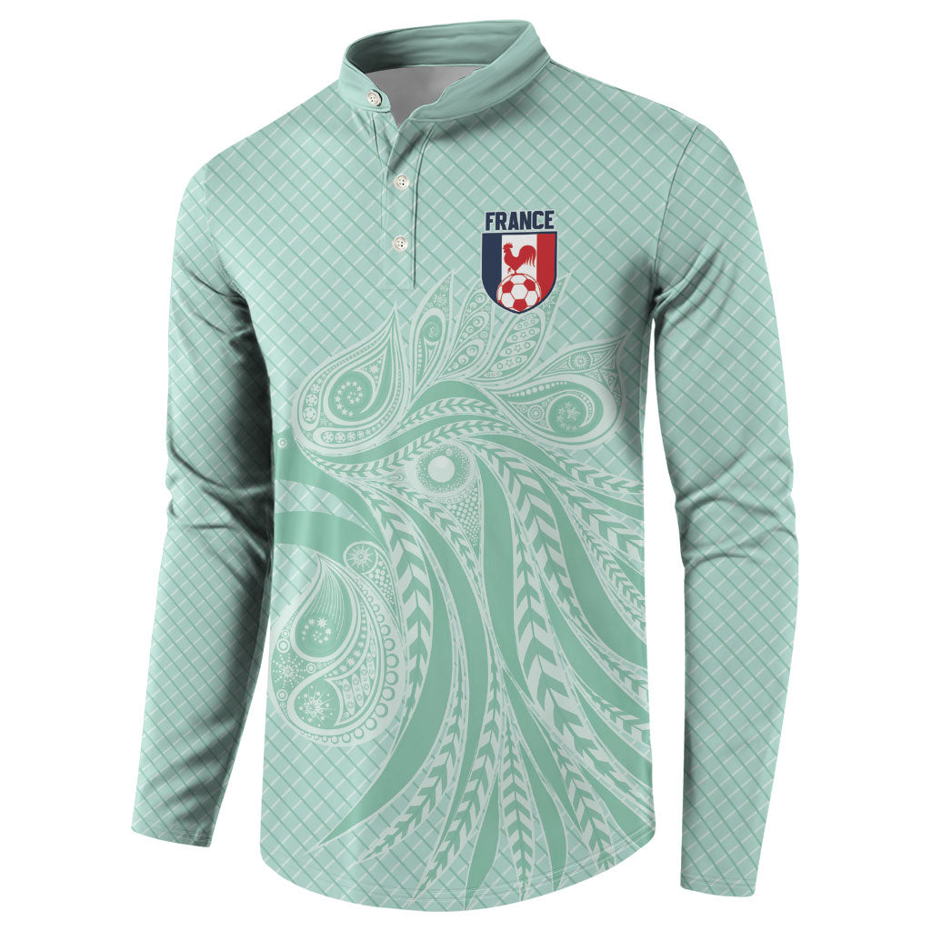 Custom France Coq Gaulois Heritage Button Sweatshirt Allez les Bleus Aux Armes