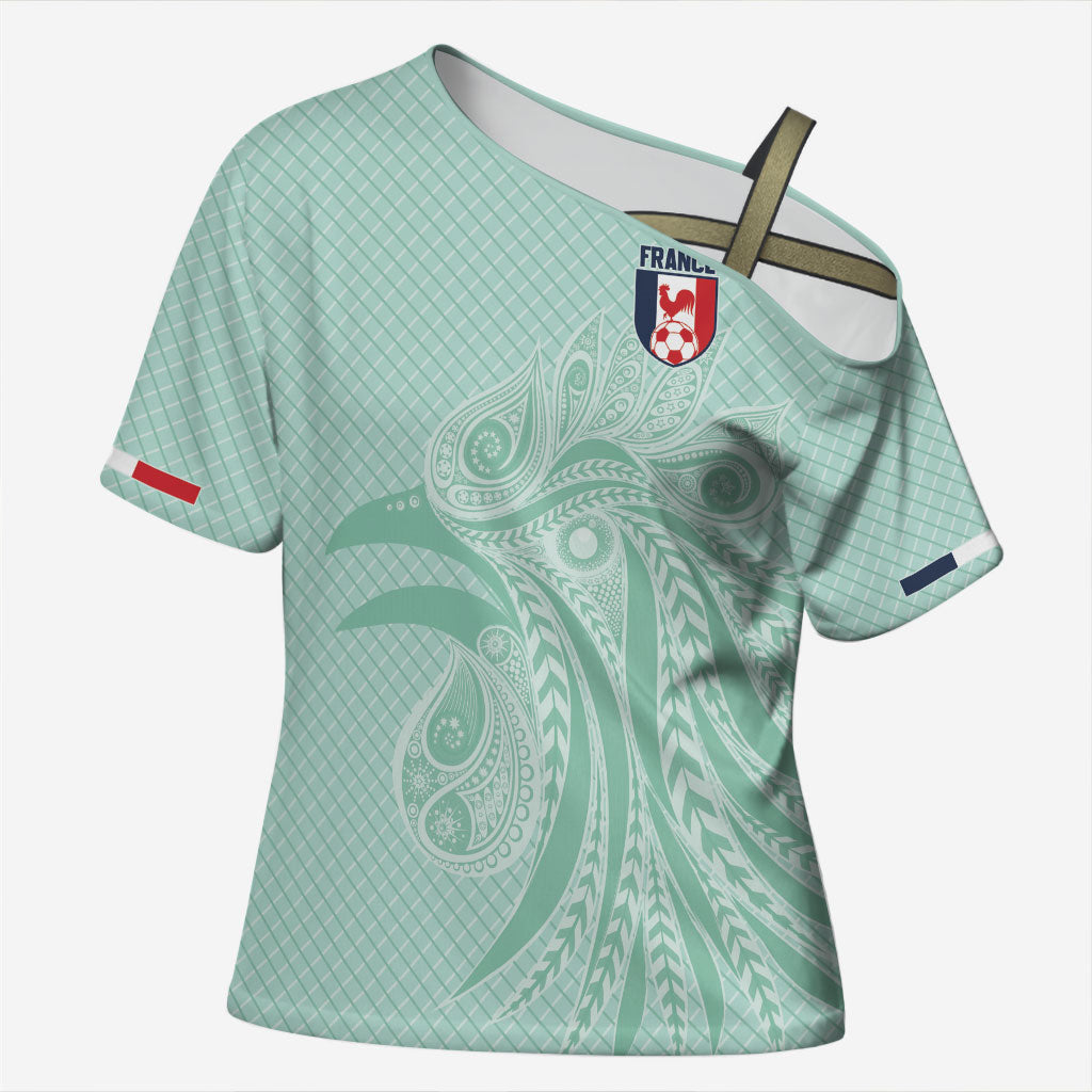 Custom France Coq Gaulois Heritage Cross Shoulder Shirt Allez les Bleus Aux Armes