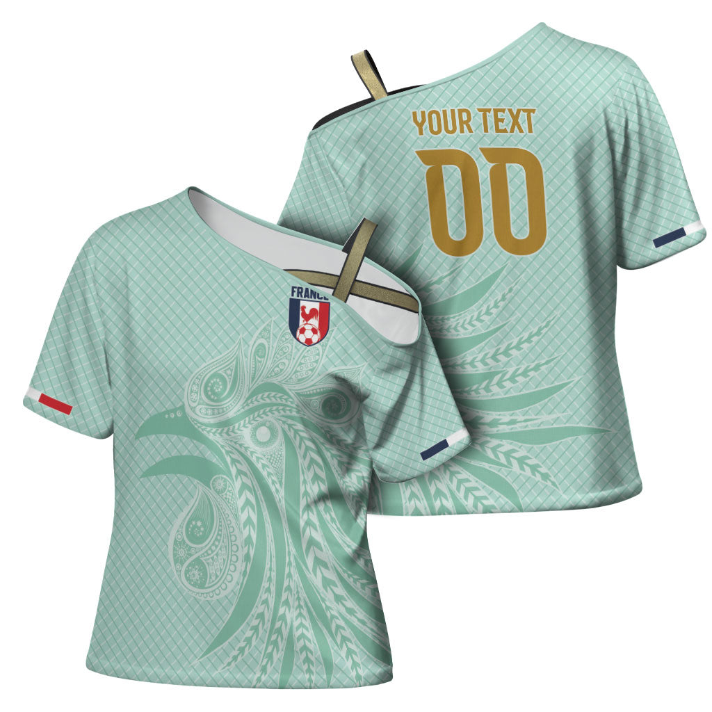 Custom France Coq Gaulois Heritage Cross Shoulder Shirt Allez les Bleus Aux Armes