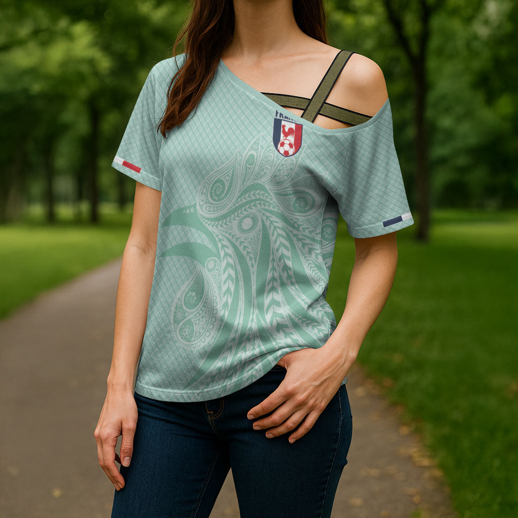 Custom France Coq Gaulois Heritage Cross Shoulder Shirt Allez les Bleus Aux Armes