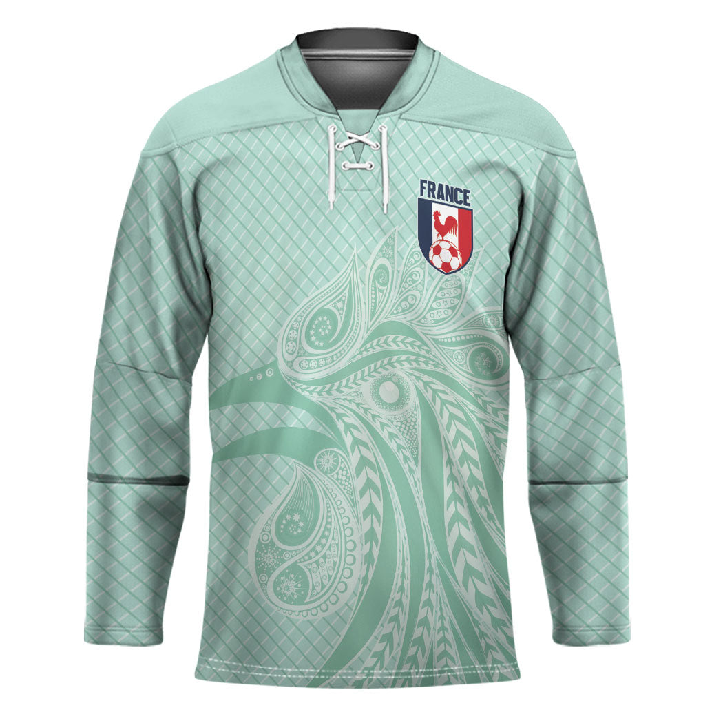 Custom France Coq Gaulois Heritage Hockey Jersey Allez les Bleus Aux Armes