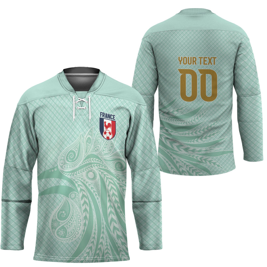 Custom France Coq Gaulois Heritage Hockey Jersey Allez les Bleus Aux Armes