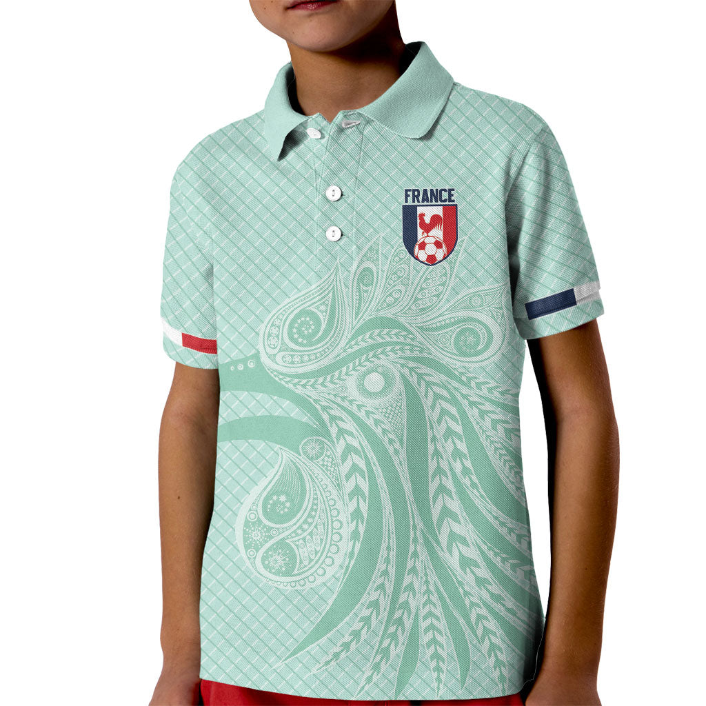Custom France Coq Gaulois Heritage Kid Polo Shirt Allez les Bleus Aux Armes