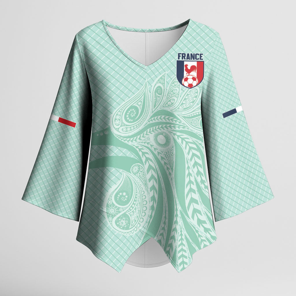 Custom France Coq Gaulois Heritage Kimono Sleeve Blouse Allez les Bleus Aux Armes