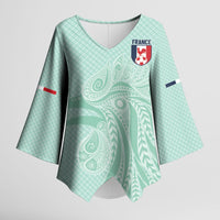 Custom France Coq Gaulois Heritage Kimono Sleeve Blouse Allez les Bleus Aux Armes