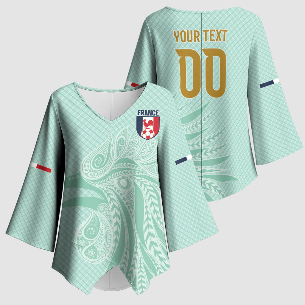 Custom France Coq Gaulois Heritage Kimono Sleeve Blouse Allez les Bleus Aux Armes
