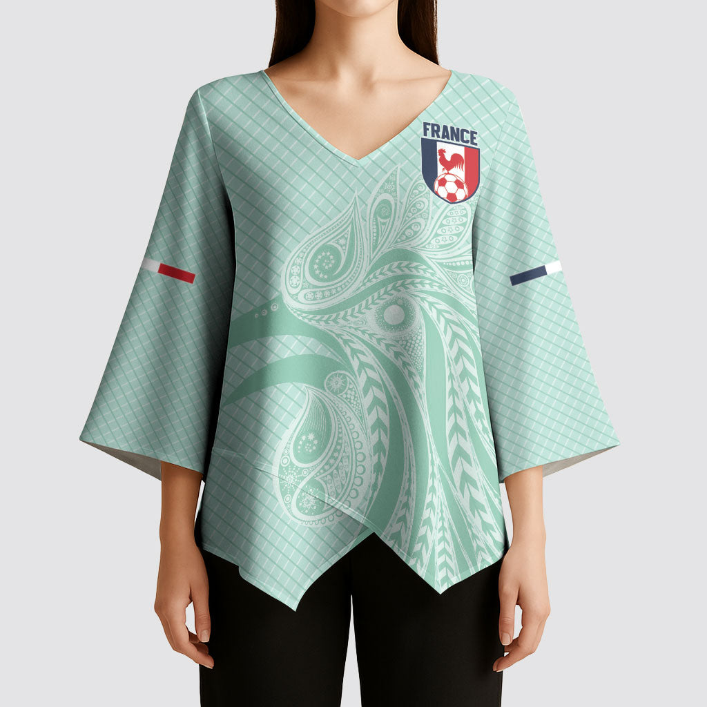 Custom France Coq Gaulois Heritage Kimono Sleeve Blouse Allez les Bleus Aux Armes