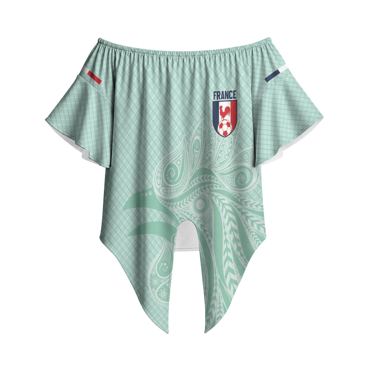 Custom France Coq Gaulois Heritage Off Shoulder Wrap Waist Top Allez les Bleus Aux Armes