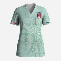 Custom France Coq Gaulois Heritage Scrub Top Allez les Bleus Aux Armes