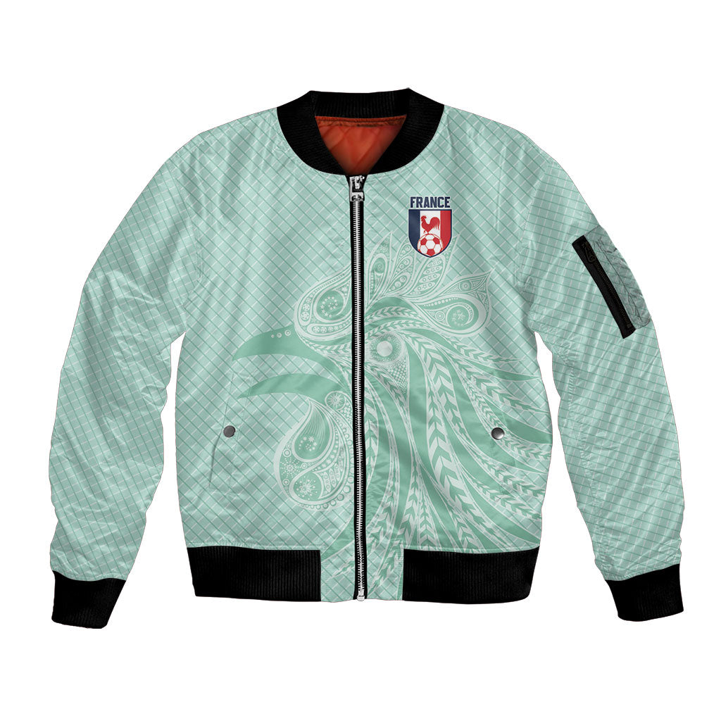 Custom France Coq Gaulois Heritage Sleeve Zip Bomber Jacket Allez les Bleus Aux Armes