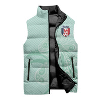 Custom France Coq Gaulois Heritage Sleeveless Puffer Jacket Allez les Bleus Aux Armes