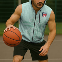 Custom France Coq Gaulois Heritage Sleeveless Zip Hoodie Allez les Bleus Aux Armes