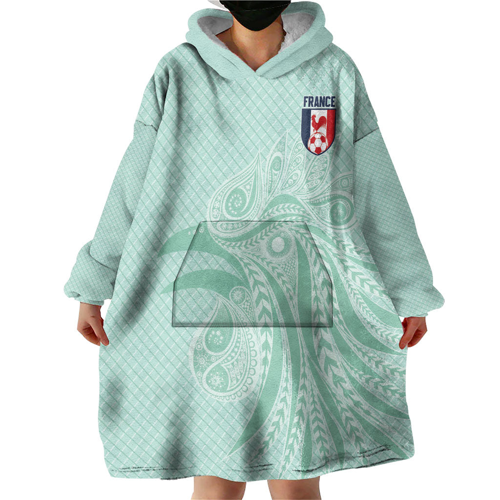 Custom France Coq Gaulois Heritage Wearable Blanket Hoodie Allez les Bleus Aux Armes