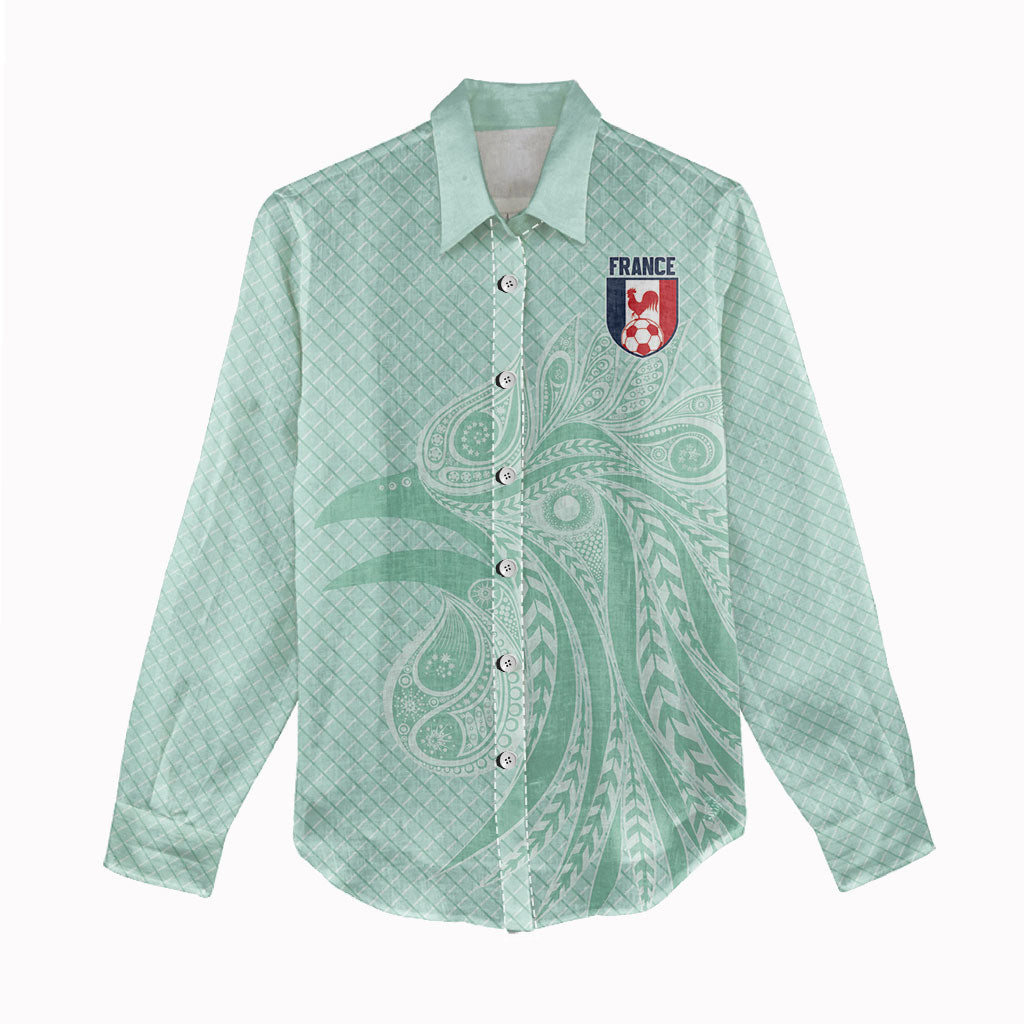 Custom France Coq Gaulois Heritage Women Casual Shirt Allez les Bleus Aux Armes