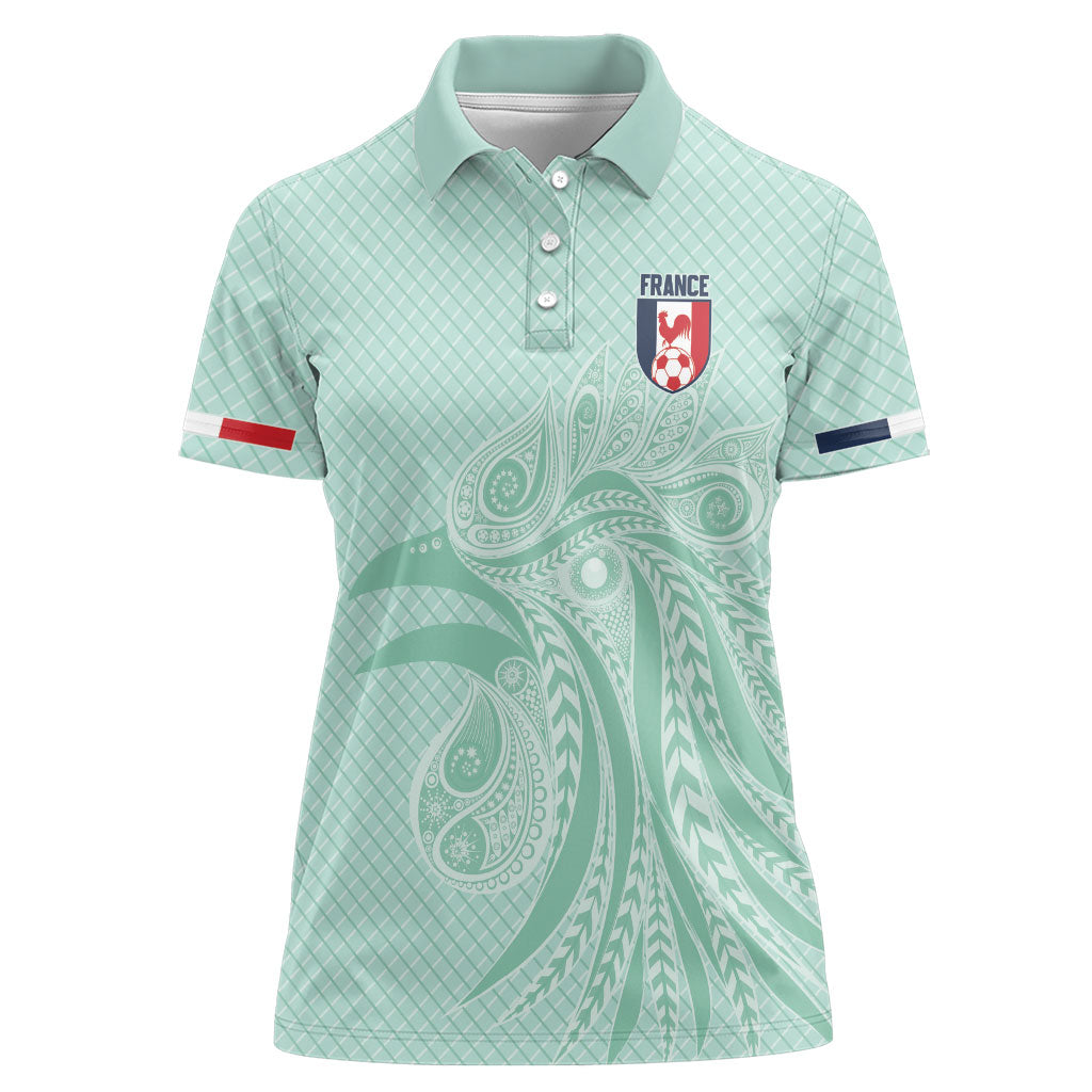 Custom France Coq Gaulois Heritage Women Polo Shirt Allez les Bleus Aux Armes