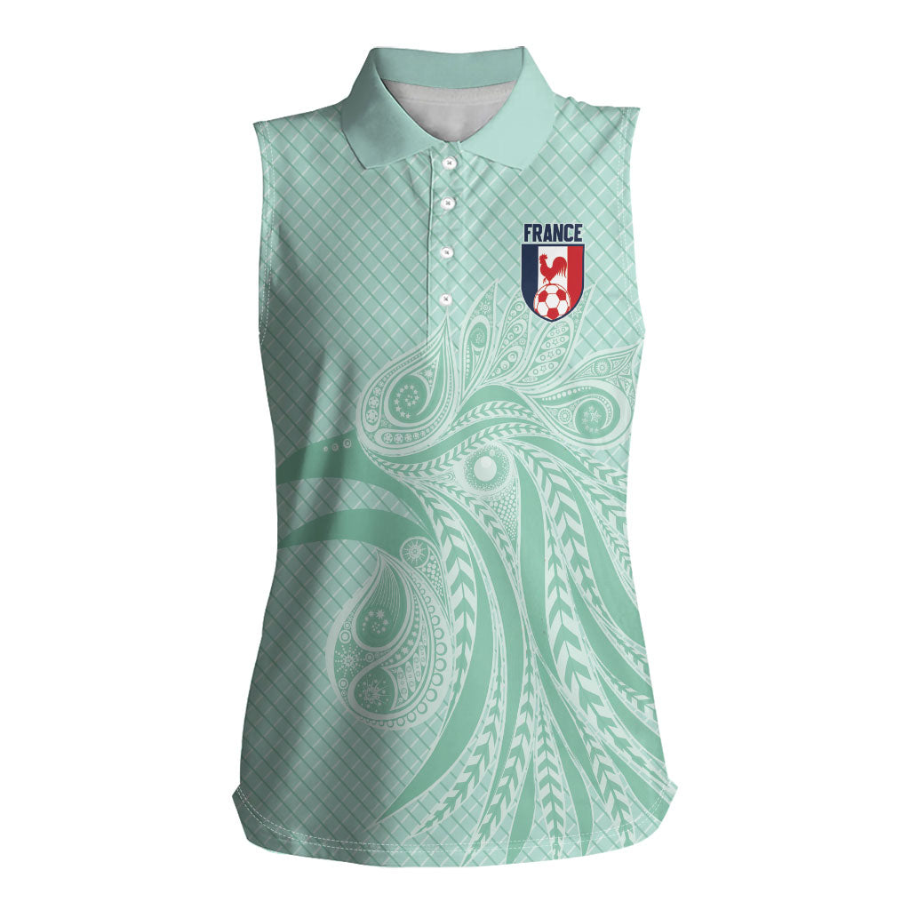 Custom France Coq Gaulois Heritage Women Sleeveless Polo Shirt Allez les Bleus Aux Armes