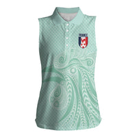 Custom France Coq Gaulois Heritage Women Sleeveless Polo Shirt Allez les Bleus Aux Armes