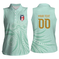 Custom France Coq Gaulois Heritage Women Sleeveless Polo Shirt Allez les Bleus Aux Armes