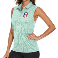 Custom France Coq Gaulois Heritage Women Sleeveless Polo Shirt Allez les Bleus Aux Armes