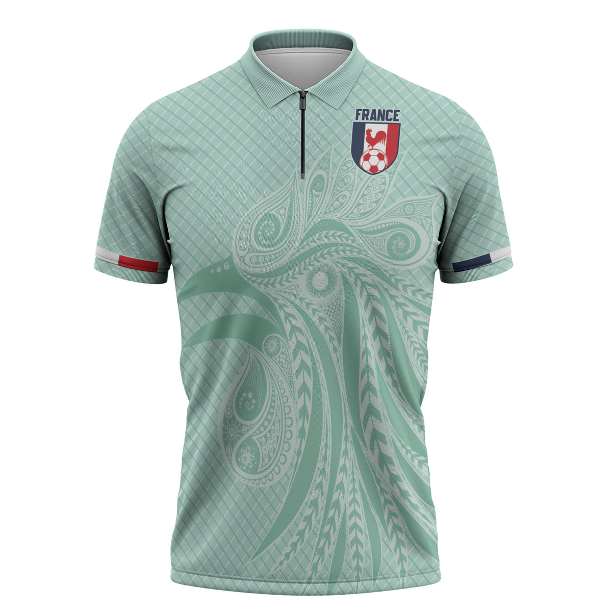 Custom France Coq Gaulois Heritage Zipper Polo Shirt Allez les Bleus Aux Armes