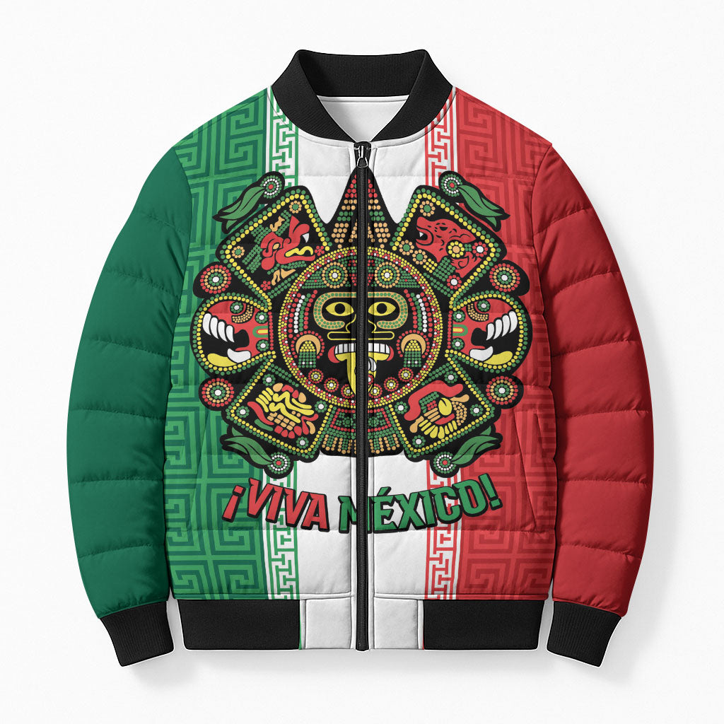 Custom Mexico Aztec Eagle Heritage Bomber Puffer Jacket iViva Mexico Canta y no llores