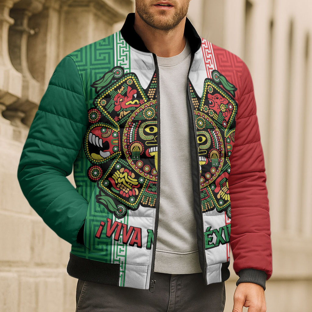Custom Mexico Aztec Eagle Heritage Bomber Puffer Jacket iViva Mexico Canta y no llores