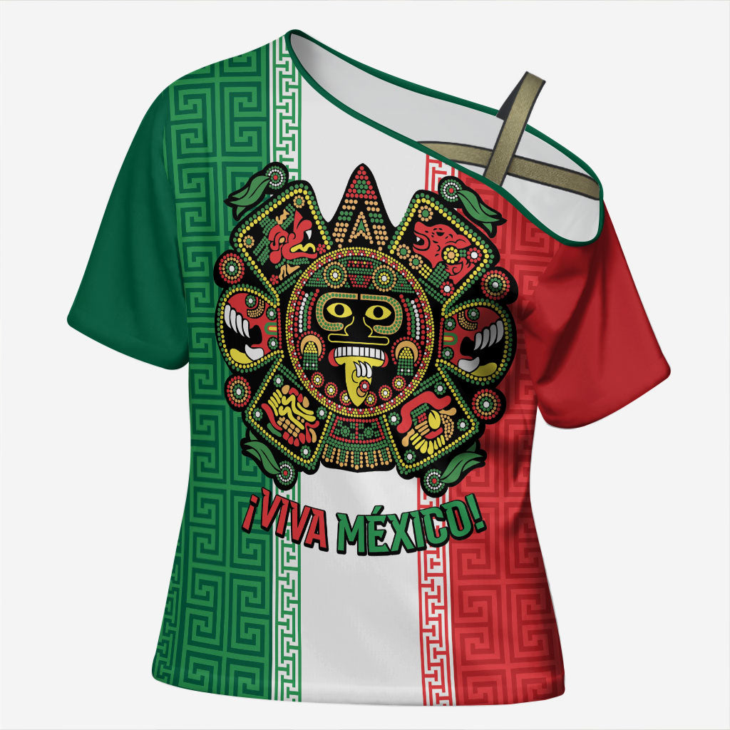 Custom Mexico Aztec Eagle Heritage Cross Shoulder Shirt iViva Mexico Canta y no llores