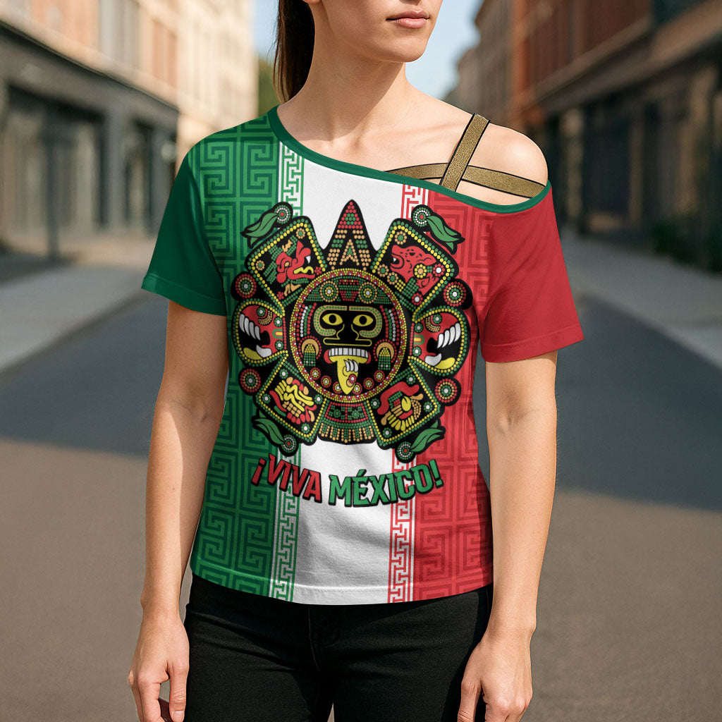 Custom Mexico Aztec Eagle Heritage Cross Shoulder Shirt iViva Mexico Canta y no llores