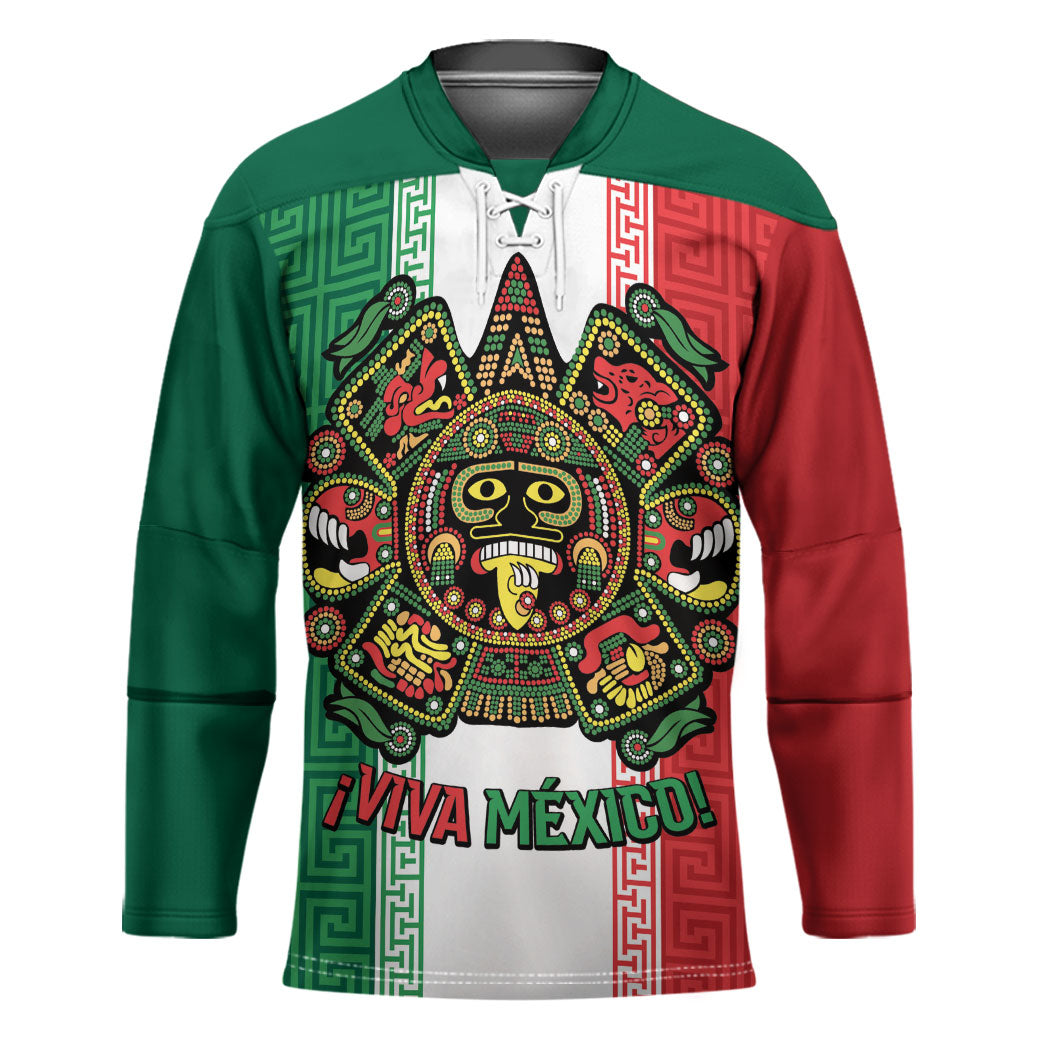 Custom Mexico Aztec Eagle Heritage Hockey Jersey iViva Mexico Canta y no llores