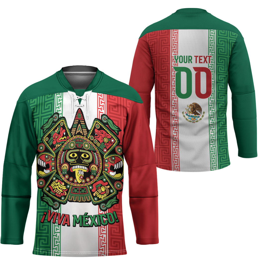 Custom Mexico Aztec Eagle Heritage Hockey Jersey iViva Mexico Canta y no llores