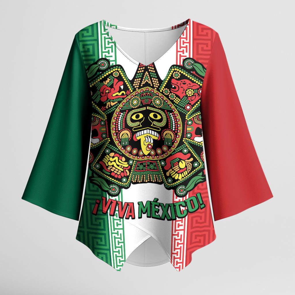 Custom Mexico Aztec Eagle Heritage Kimono Sleeve Blouse iViva Mexico Canta y no llores