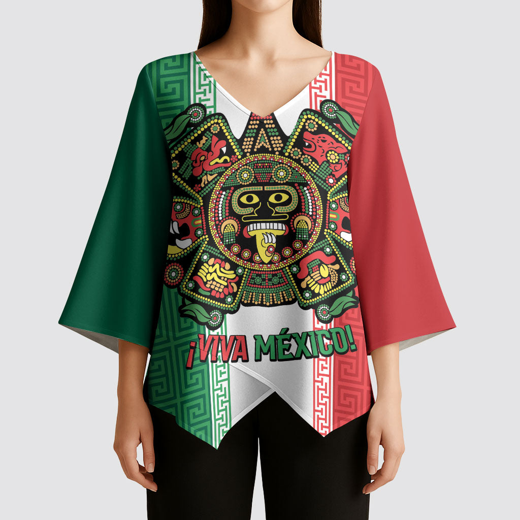 Custom Mexico Aztec Eagle Heritage Kimono Sleeve Blouse iViva Mexico Canta y no llores