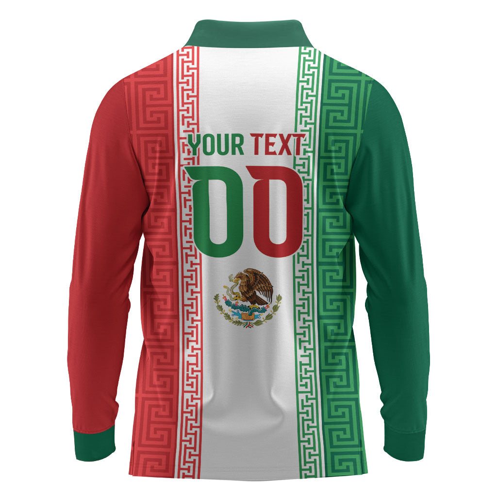 Custom Mexico Aztec Eagle Heritage Long Sleeve Polo Shirt iViva Mexico Canta y no llores