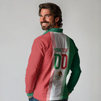 Custom Mexico Aztec Eagle Heritage Long Sleeve Polo Shirt iViva Mexico Canta y no llores
