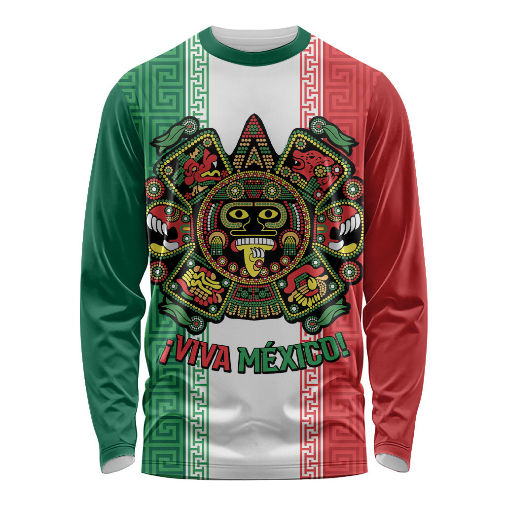 Custom Mexico Aztec Eagle Heritage Long Sleeve Shirt iViva Mexico Canta y no llores