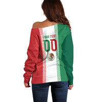 Custom Mexico Aztec Eagle Heritage Off Shoulder Sweater iViva Mexico Canta y no llores