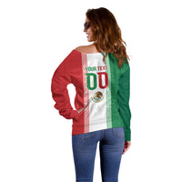 Custom Mexico Aztec Eagle Heritage Off Shoulder Sweater iViva Mexico Canta y no llores
