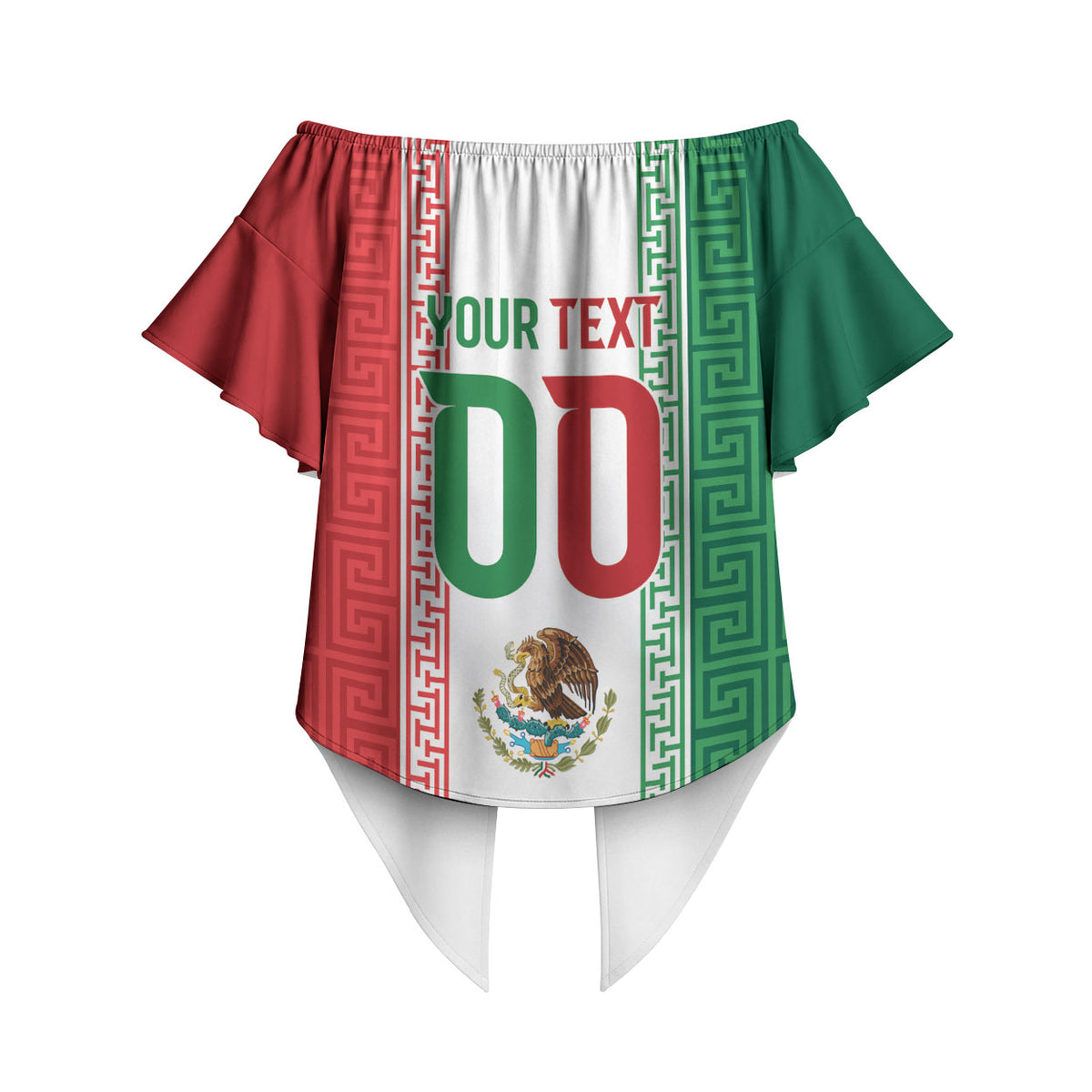 Custom Mexico Aztec Eagle Heritage Off Shoulder Wrap Waist Top iViva Mexico Canta y no llores