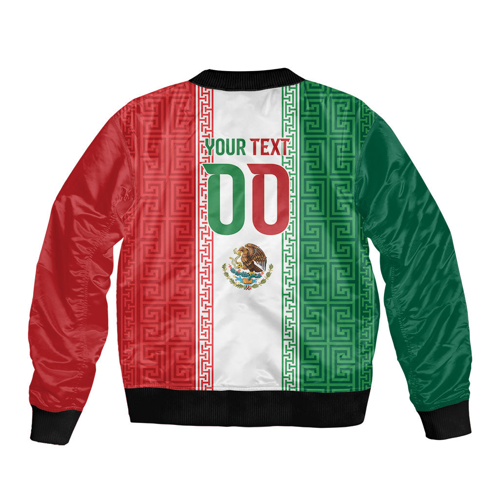 Custom Mexico Aztec Eagle Heritage Sleeve Zip Bomber Jacket iViva Mexico Canta y no llores