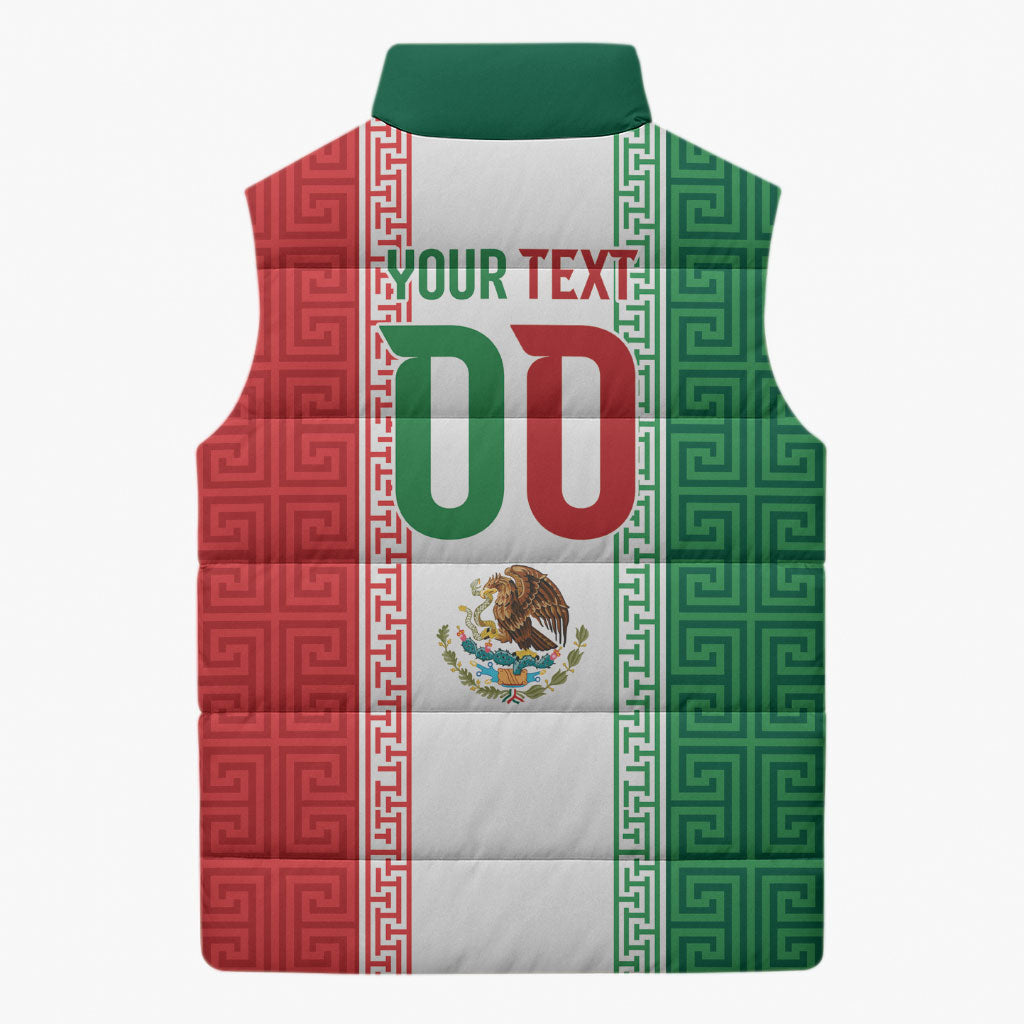 Custom Mexico Aztec Eagle Heritage Sleeveless Puffer Jacket iViva Mexico Canta y no llores