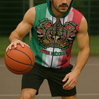 Custom Mexico Aztec Eagle Heritage Sleeveless Zip Hoodie iViva Mexico Canta y no llores