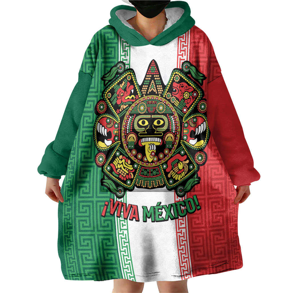 Custom Mexico Aztec Eagle Heritage Wearable Blanket Hoodie iViva Mexico Canta y no llores