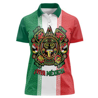 Custom Mexico Aztec Eagle Heritage Women Polo Shirt iViva Mexico Canta y no llores