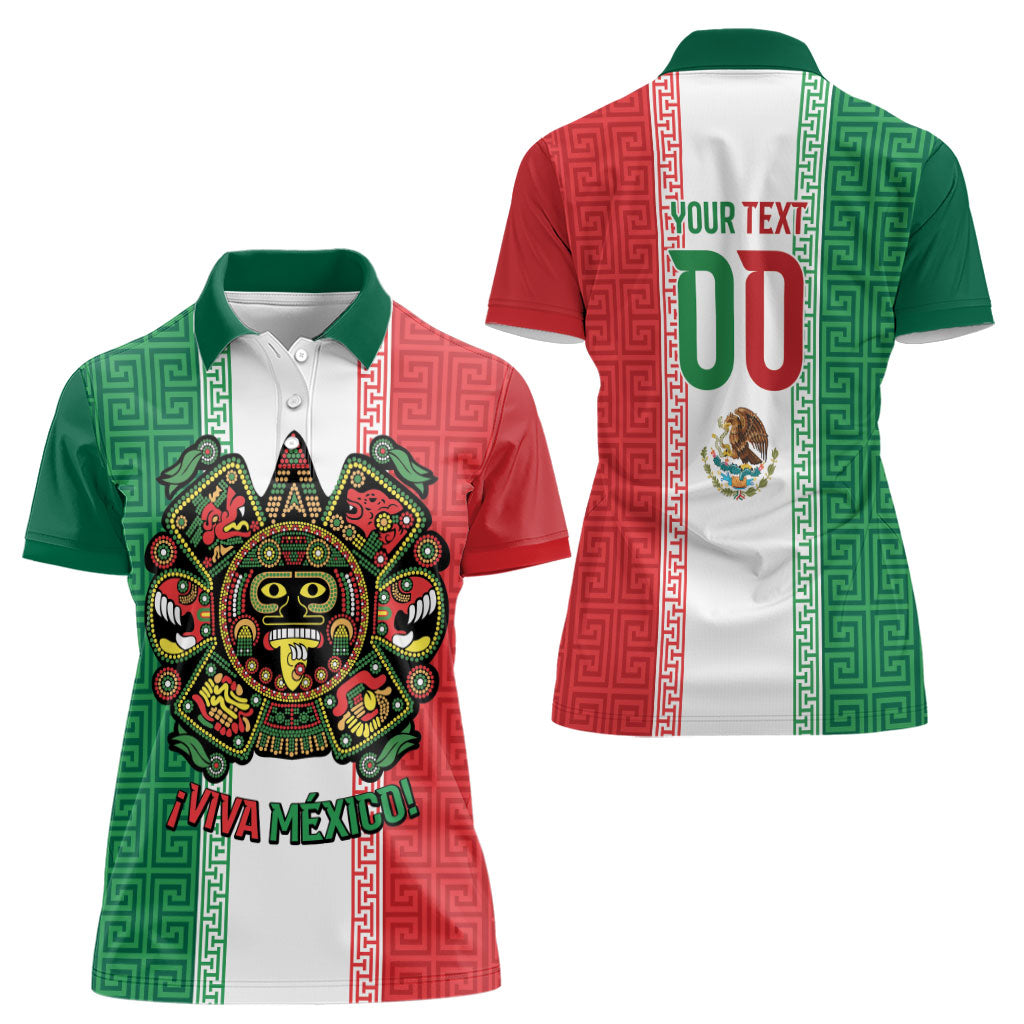 Custom Mexico Aztec Eagle Heritage Women Polo Shirt iViva Mexico Canta y no llores