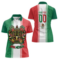 Custom Mexico Aztec Eagle Heritage Women Polo Shirt iViva Mexico Canta y no llores